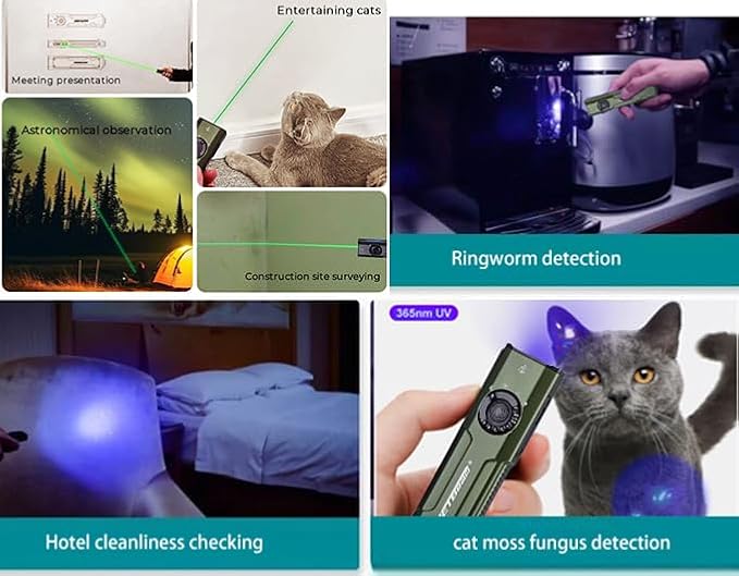 JETBeam E26 EDC Flashlight 1800 Lumens USB C Rechargeable with Green Beam,UV and White LED Combo,Portable Pocket Lights Triple Sources for Outdoors Emergency Working,Pet Urine,Stain Detecton