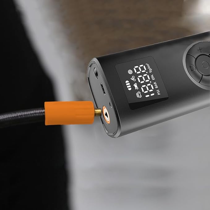 Air Compressor Portable Tire Inflator, 9000mAh Electric Air Pump, 150PSI Bike Pump Cordless Fast Inflate with Pressure Gauge & LED Light & LCD Display for Cars, Bikes, Balls, Motorcycles,Black