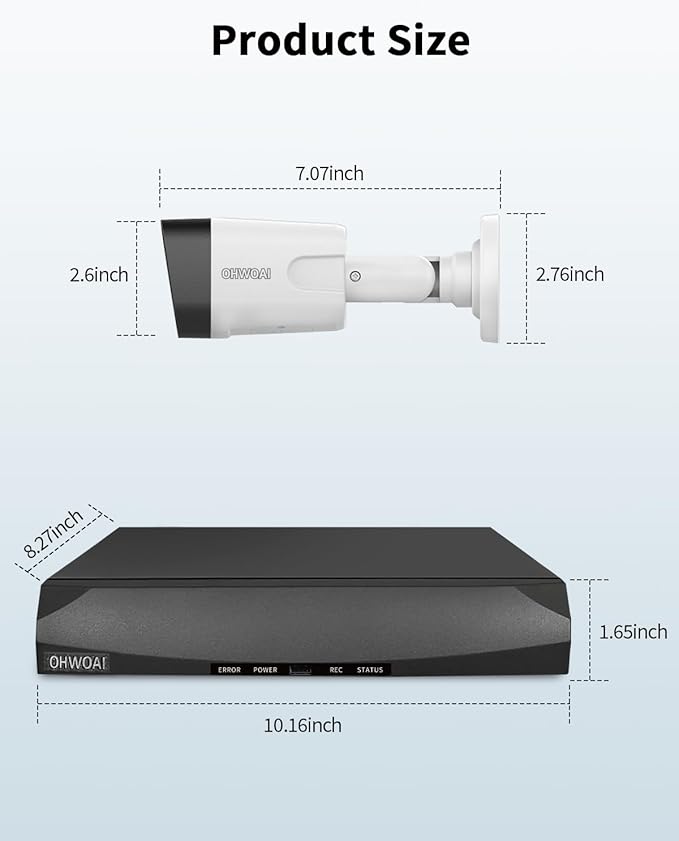 《130°Wide Angle & 2-Way Audio》Outdoor Security Camera System, White IP Wired Cameras, 4K Video Surveillance Systems, Surveillance DVR Kits
