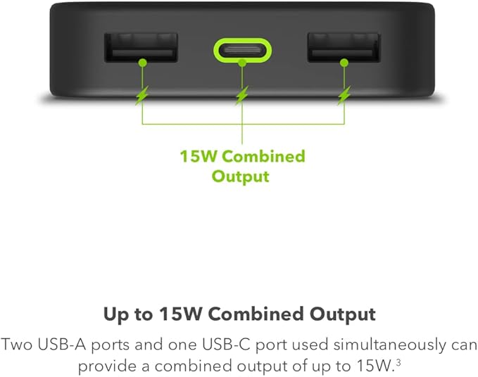 mophie Powerstation 2023 with PD Power Bank - 10,000 mAh Large Internal Battery, (2) USB-A Port and (1) 20W USB-C PD Fast Charging Input/Output Port, Travel-Friendly