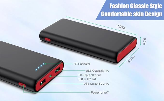 Portable Charger Power Bank 25,800mAh, 5V/3A USB C in&Out Fast Phone Charging with Intelligent Smart IC,3 USB Port External Cell Phone Battery Pack Compatible with iPhone 16 15 14,Galaxy,Android etc