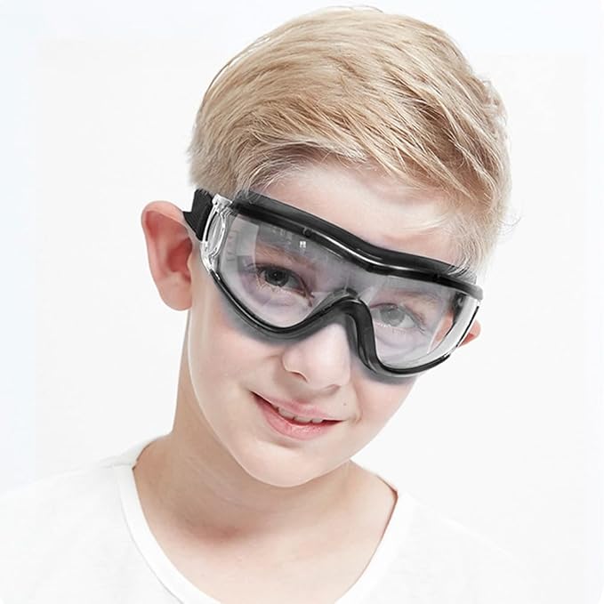 Kids Safety Goggles, Toddler Safety Glasses With UV Anti-Fog,Clear Lens Glasses Cleaning Cloth Included