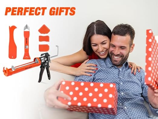 ValueMax Caulk Gun and Caulk Scraper Kit, 10 OZ Silicone Caulking Gun and Remover Tool, 3 in 1 Sealant Finishing Grout Scraper for Bathroom Kitchen Sink Joint, All in One Caulking Tools