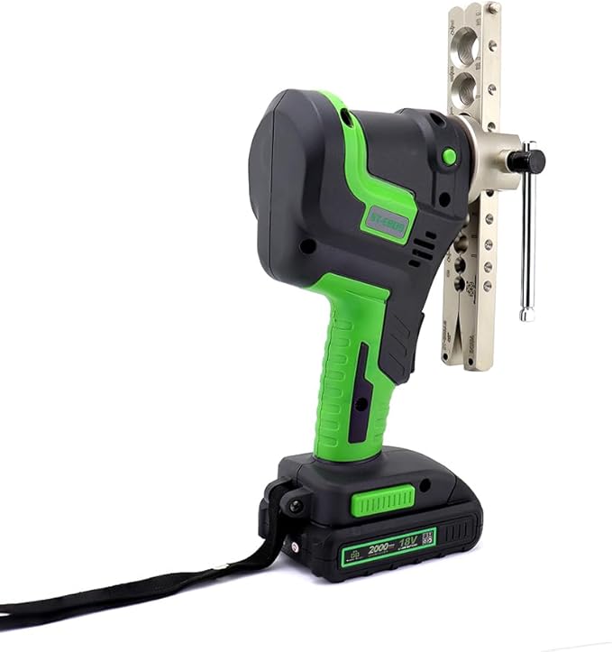 Super Stars Cordless Electric Flaring Tool Kit, 1/4"–3/4" HVAC Copper Pipe Flare Tool with 45° Eccentric Cone, Metric & SAE Clamps, Deburring & Cutter Tools