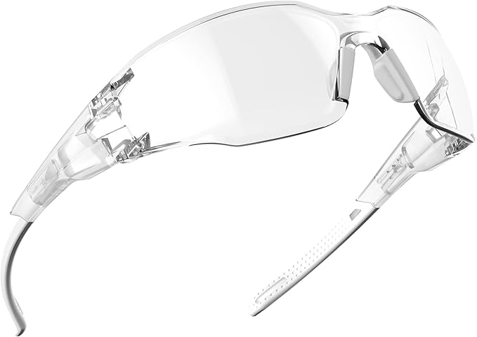 DILANCO Clear Safety Glasses Goggles, Adjustable Frames and Scratch-Resistant with No-Slip Grips Safety Glasses for Women Men