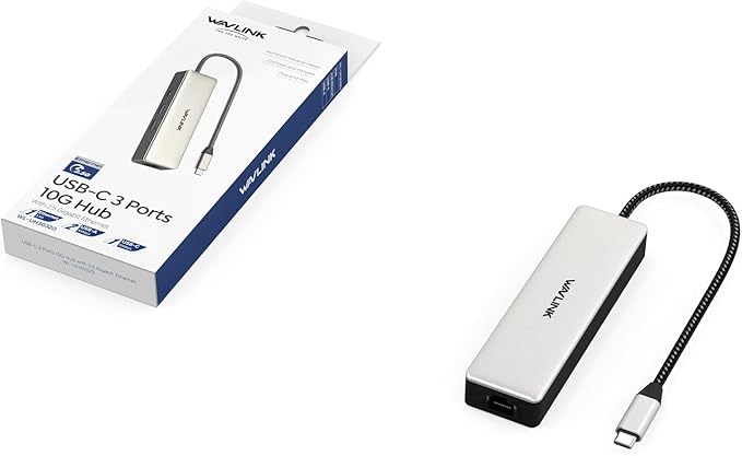 WAVLINK USB C to Ethernet Adapter, 10Gbps Hub with 1* USB-C, 2* USB-A, 2.5Gbps Ethernet Port for Laptop, Type C (Thunderbolt 4/3 Compatible) to Network for MacBook, iPad, Hp, XPS, Windows