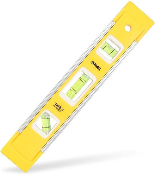 DOWELL 9 Inch Magnetic Box Level Torpedo Level,3 Different Bubbles/45°/90°/180°Measuring Shock Resistant Torpedo Level