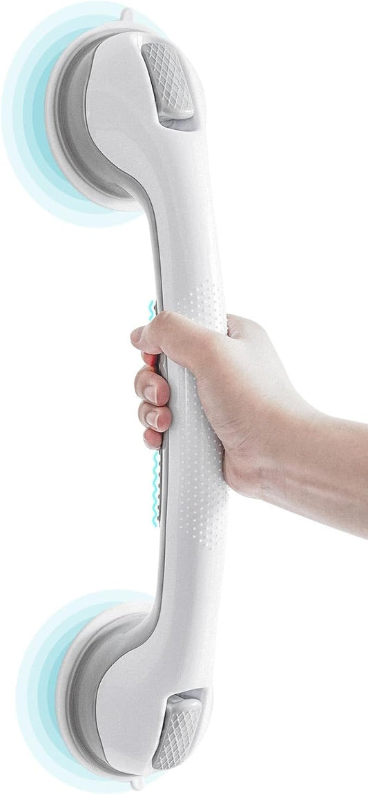 1 Pack 15.23” Grab Bars for Bathtubs and Showers, Shower Handles for Elderly Suction Cup Grab Bars for Shower Wall Heavy Duty, Safety Grab Bar for Seniors Suction Bathroom, No Drilling Waterproof