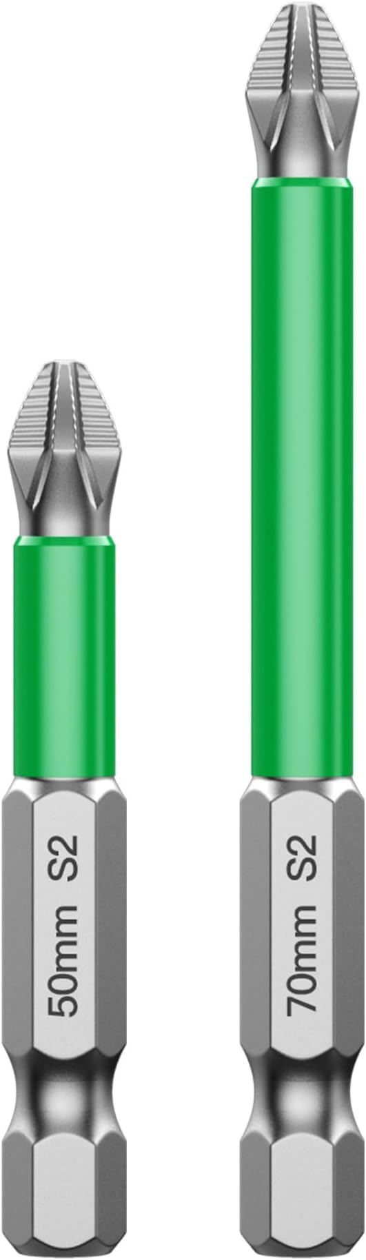 HUHAO 2Pcs High Magnetic Screwdriver Bit Set,S2 Alloy Steel Anti-Slip Drill Bit,1/4 Inch Hex Shank,Phillips Impact Screwdriver Bits Sets Waterproof Impact Batch Head for Electric Hand Tool