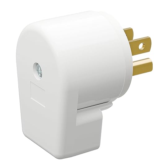 12-Direction Adjustable Nema 5-15P Right Angle AC Plug - 5 Pack, 15A, 125V, White, ETL Verified
