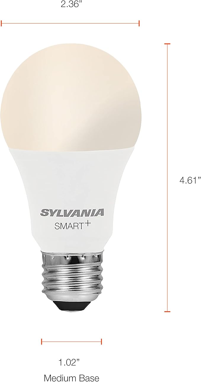 SYLVANIA Wifi LED Smart Light Bulb, 60W Equivalent Dimmable Soft White A19, Compatible with Alexa and Google Home Only - 4 Pack (75672)