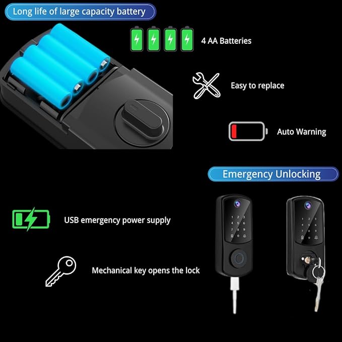 Smart Lock for Front Door: Keyless Entry Door Lock - Electronic Keypad for Exterior Door - Deadbolt Lever Alternative - Easy Installation
