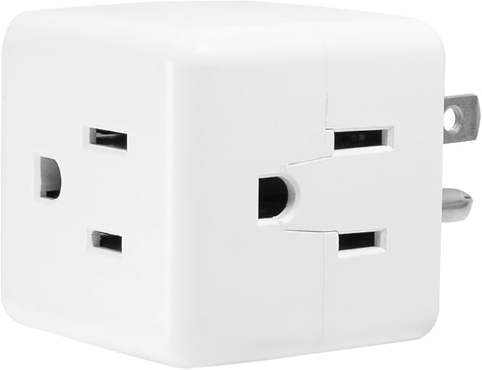 Maxxima 3 Outlet Cube Adapter Wall Plug - Grounded Electrical Wall Tap Outlet Splitter, Multi-Plug Extender for Extra Space, Convenient for Travel - 4 Pack