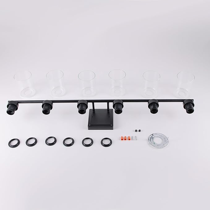 6 Light Bathroom Light Fixtures, 40 Inches Bathroom Lighting Fixtures Over Mirror, Black Vanity Light with Clear Glass Shades