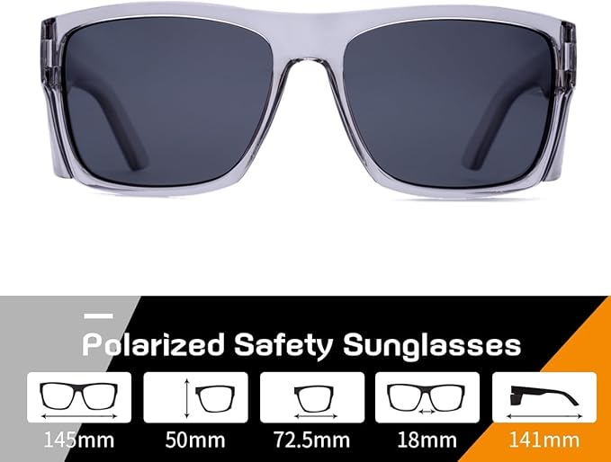 UV400 Polarized Safety Sunglasses – ANSI Z87.1 Certified, 100% UV Protection, Anti-Glare, Impact Resistant