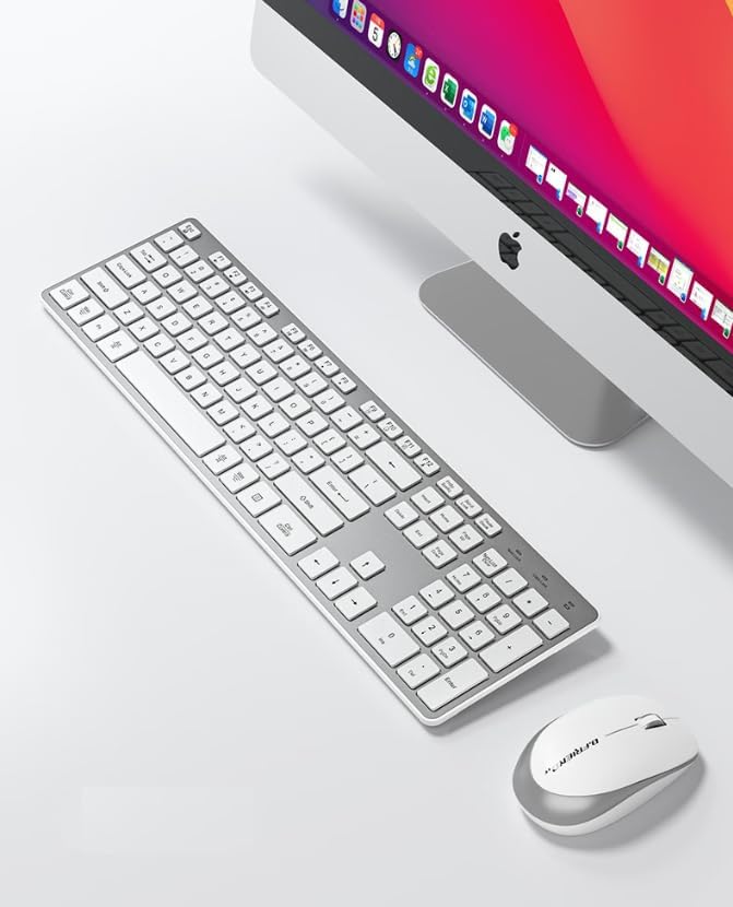BFRIENDit Wireless Keyboard and Mouse Combo, Ultra - Quiet Chocolate Keys 2.4GHz Connection Slim Wireless Computer Keyboard for Mac, Windows 11/10/8/7/Vista, Microsoft & PC, Smart TV - Silver