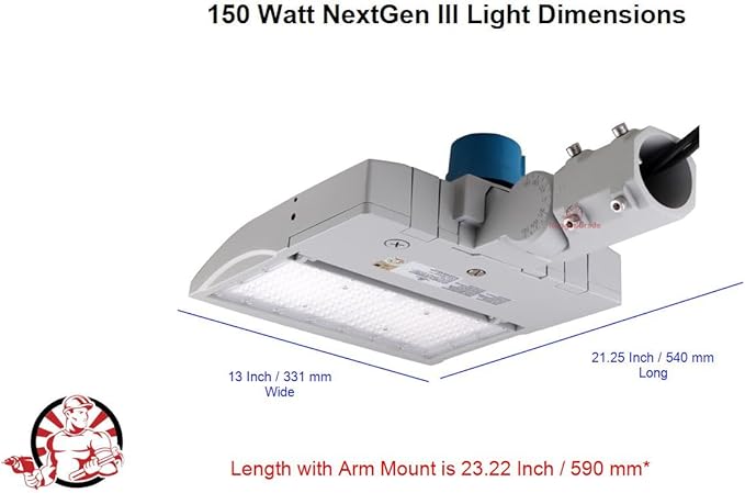 150 Watt LED NextGen III Parking Lot Lights - 21,000 Lumen - 5000K - Direct Arm Mount - with photocell - White Housing