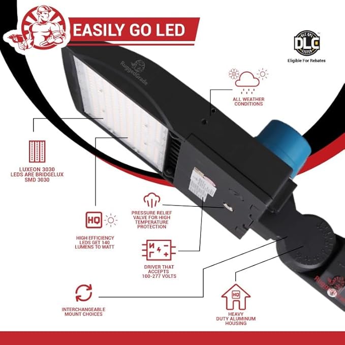 High Voltage 277-480V - 150 Watt LED NextGen III Parking Lot Lights - 21,000 Lumen - 5000K - ARM Mount - Brown - No Photocell