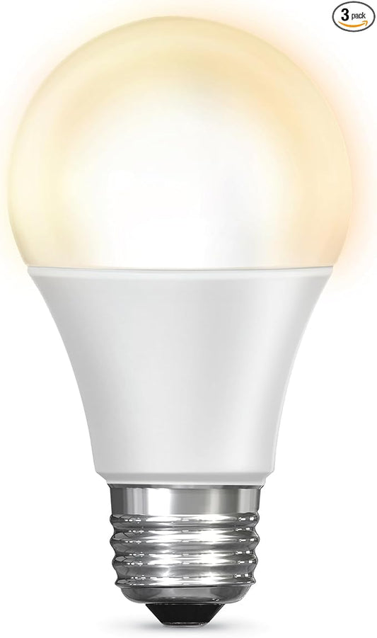 Feit Electric Smart Light Bulbs, 2.4 Ghz WiFi Light Bulbs, No Hub Needed, Works with Alexa and Google, Dimmable 60 Watt = LED 9W, OM60/927CA/AG/3, 2700K Soft White, 3 Pack