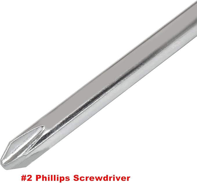 12 Inch Extra Long #2 Phillips & 6mm Slotted Screwdriver 2-Piece Set, Magnetic Tip Flat Blade Cross-head Screwdrivers (Red, Green)