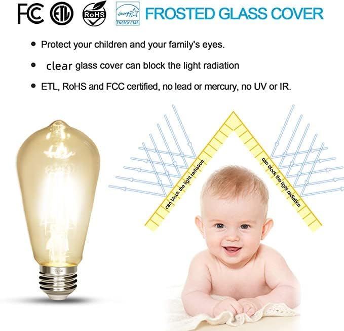 LED Edison Bulb 4W,Antique 40W Vintage Edison Bulb,E26 Light Bulb Non Dimmable Led Bulb 450 Lumens 4000K Daylight White,Pack of 12