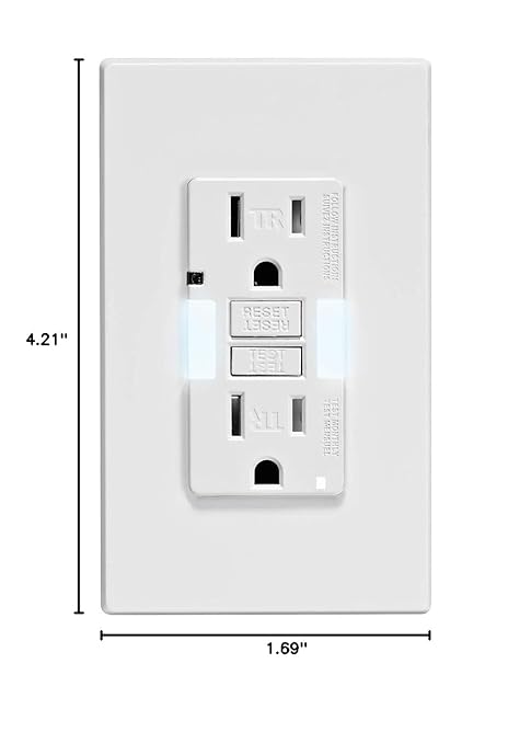 Leviton GFCI Outlet with Guidelight, 15 Amp, Self Test, Tamper-Resistant with LED Indicator Light, Replaces Plugged in Night Light, GFNL1-W, White