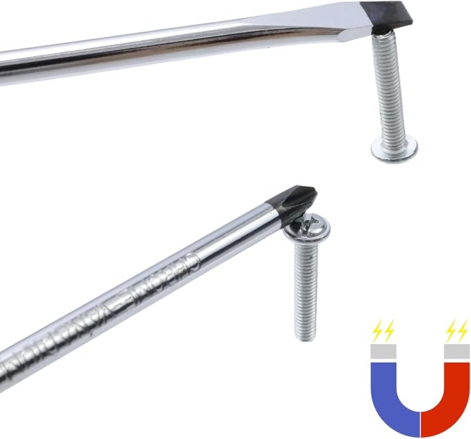 Antrader Magnetic Screwdriver Set 2 PCS, Magnetic 5mm Phillips and Flat Head Tips Screwdriver with 4 Inch Steel Shaft for Repair Home Improvement Craft