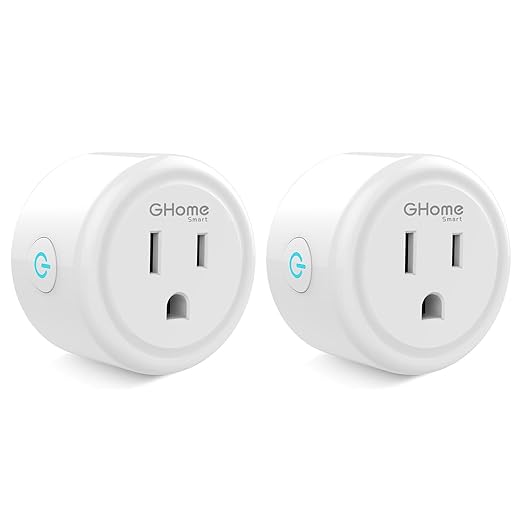 GHome Smart Mini Smart Plugs Work with Alexa and Google Home, WiFi Smart Outlet Socket Remote Control Timer Function, Only 2.4GHz Network, No Hub Required, ETL FCC Listed