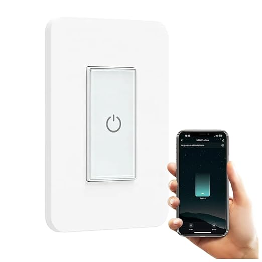 Nexete Smart Light Switch,2.4GHz Wi-Fi Single Pole Touch Switch, Timmer Voice & Smart Life App Control,Compatible with Alexa Google Assistant,Neutral Wire Required,White(Single Switch)