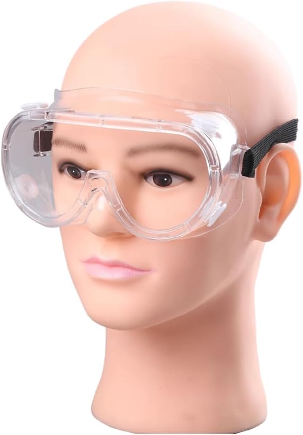 10 Pack Safety Goggles Anti-Fog Protective Adjustable Goggles Over Glasses Splash Eye Protection Adjustable For Lab Construction Worker Onion Cutting Clear Lens Eyewear Black