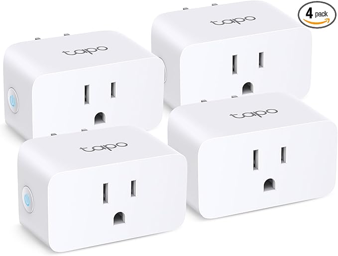 TP-Link Tapo Smart Plug Mini, Matter Compatible, Compatible with Alexa, Google Home & Samsung SmartThings, Energy Monitoring, 15A, UL Certified, 2.4G Wi-Fi Only, Tapo P110M(4-Pack)
