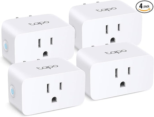 TP-Link Tapo Smart Plug Mini, Matter Compatible, Compatible with Alexa, Google Home & Samsung SmartThings, Energy Monitoring, 15A, UL Certified, 2.4G Wi-Fi Only, Tapo P110M(4-Pack)