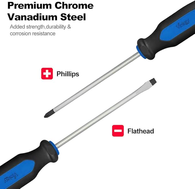 Magnetic Screwdrivers Set, 6 Pieces Slotted & Phillips Screwdriver with Permanent Magnetic Tips, Ergonomic Comfortable Handle,Rust Resistant Heavy Duty DIY Hand Tool Kit for Craftsman Repairing, Blue