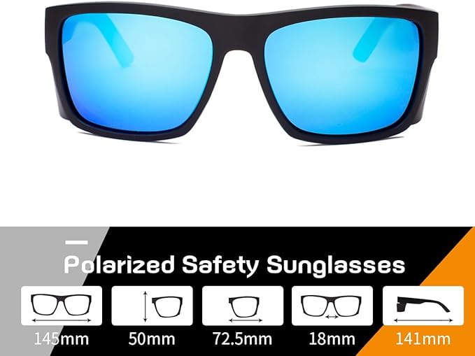 UV400 Polarized Safety Sunglasses – ANSI Z87.1 Certified, 100% UV Protection, Anti-Glare, Impact Resistant