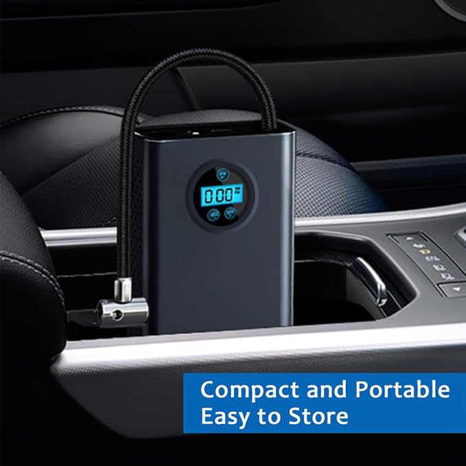 Tire Inflator Portable Air Compressor-Air Pump for Car Tires w/Digital Tire Pressure Gauge(120 PSI) - Air Compressor for Car,Motorcycle, Electric Bike Pump, swimming tires, Bicycle and Balls Pump