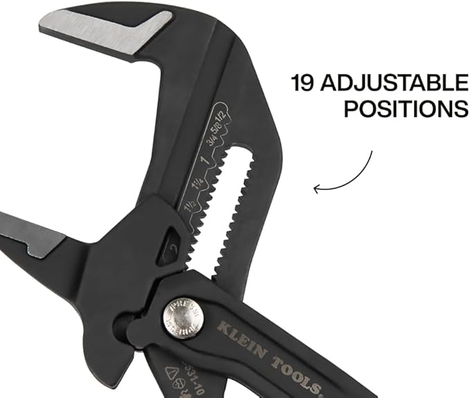 Klein Tools D53110 Compact Plier Wrench, High Leverage Multi-Use Adjustable Plier Wrench with Smooth Jaws, 10-Inch