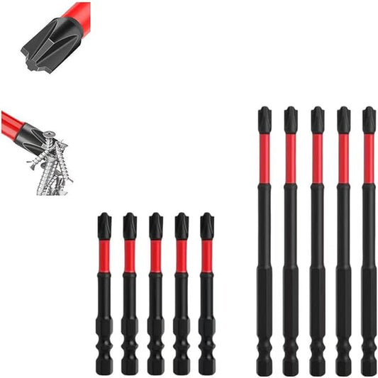 FPH2 Impact Screwdriver Bit Set, S2 Steel 65mm & 110mm Slotted Heads 1/4 inch Hex Shank, CNC Machined Tips with Magnetism, Cross Slot Screw Driver Drill Bits Used on Electricians