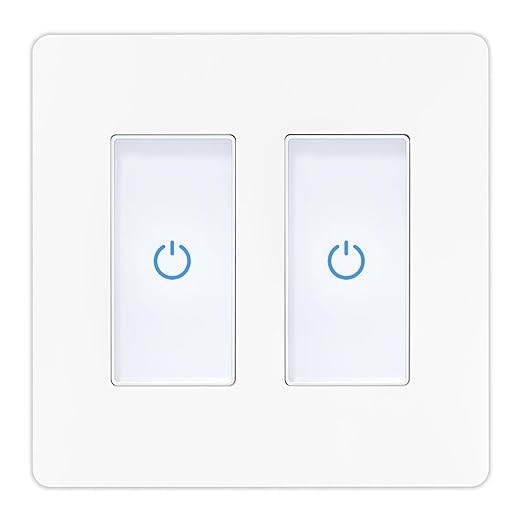 Milfra Touch Smart Switch 2 Gang, 2-Position, White, Compatible with Alexa and Assistant, No Hub Required