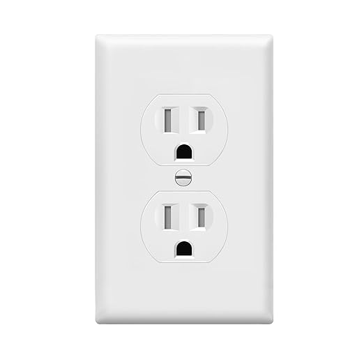 ENERLITES Duplex Outlet and Wall Plate Bundle, Tamper-Resistant Electrical Receptacle, 15A 125V, Self-Grounding, 2-Pole, UL Listed, 61581-TR-WWP, White