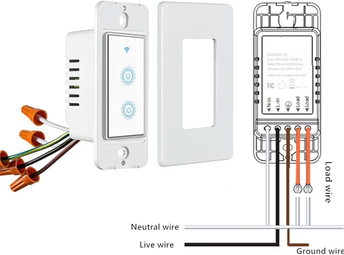 Nexete Smart Wi-Fi Double Light Switch, 2 in1 Single Pole Switch Compatible with Alexa Google Assistant & IFTTT,Remote Control, Timing Function No Hub Required (1-Pack Double)