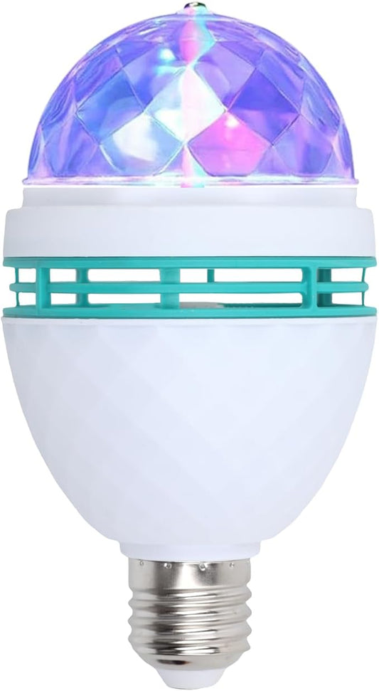1 Pack Color Rotating Bulb E26 Party LED Bulbs,Multi Crystal Stage Lights for Disco,Color Changing Strobe RGB Bulb,Suitable for Indoor and Outdoor Birthday Parties,Clubs,Bars,Photography