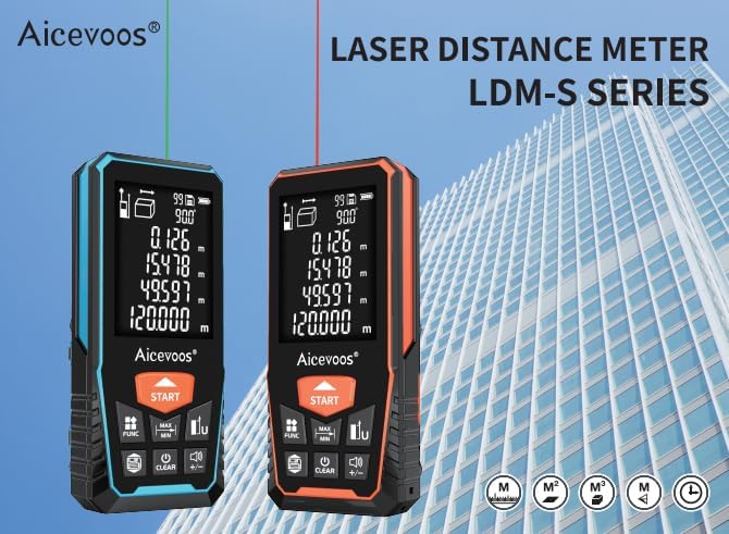 Laser Measure with Large Backlit Screen, Digital Laser Measurement Tool with Electronic Angle Measures Distance, Area and Volume