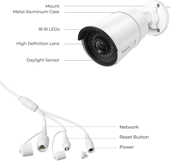 REOLINK 5MP Security PoE IP Camera, Person/Vehicle/Pet Detection, Time-Lapse, 100ft IR Night Vision, Work with Smart Home, Support 512GB SD Card, Surveillance Outdoor Indoor, RLC-510A