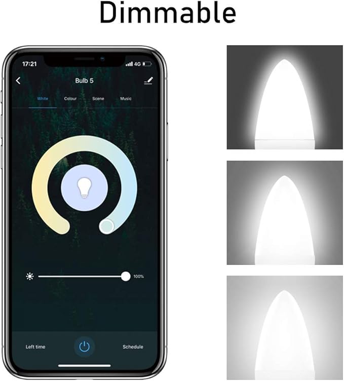 DOGAIN LED Candelabra Bulbs E12 Base, Color Changing and Dimmable Smart Light Bulb, Compatible with Alexa Google Home, Tunable White Chandelier Light Bulbs 320 lm 35w Equivalent, 3 Pack