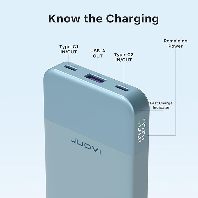 Power Bank 10000mAh, 35W Portable Charger,Fast Charging Portable Battery Pack with PD 3.0 & QC 4.0, USB C Portable Power Bank for iPhone 15 14 13 Series, Galaxy, Tablet, Switch, and More (Blue)