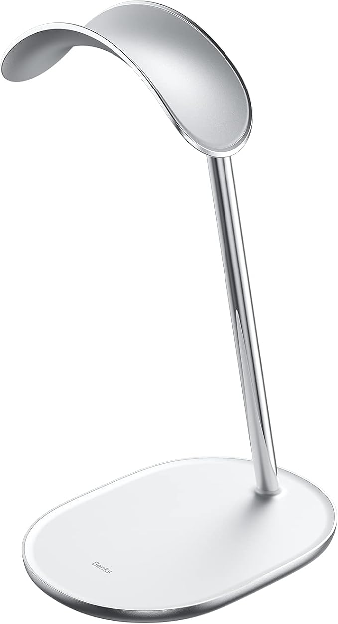BENKS Desktop Headphone Stand Universal Headset Holder Hanger Mount with Protective Silicone Pad, Gaming Headset Accessories, Compatible with AirPods Max, Beats, Bose, Sony and so on (White)