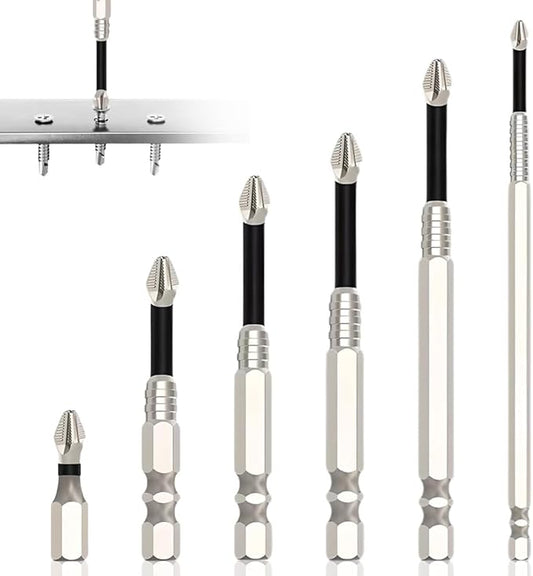 High Magnetic Screwdriver Drill Bit Set, 2025 New Strong Magnetic Durability Screwdriver Drill Bit Set, Universal Anti-Slip Magnetic Electric Screwdriver Set, 25 50 65 70 75 90 100 120 150mm (6 Pcs)