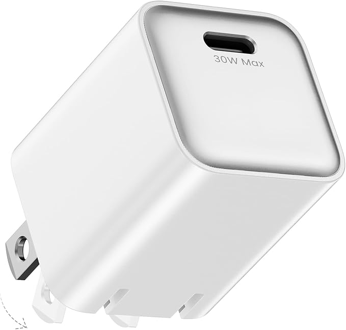 30W Compact Wall Charger, USB C Charger Block with GaN III Tech, PD3.0 PPS QC4.0 Fast Foldable Power Adapter for iPhone 16 15, Galaxy, Pixel, iPad, AirPods,MacBook Air (White, 1 Pack)