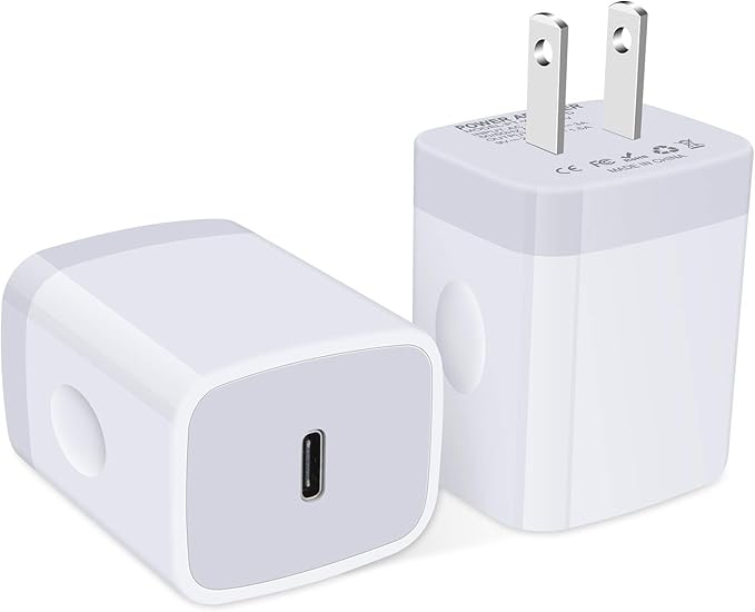 USB C Wall Charger,2Pack 20W PD 3.0 Type C Fast Charger Plug Power Adapter Charging Block for Samsung Galaxy A36/A16 5G/A15/A35/A55/A56/A14/S25 Ultra/S24/S24 FE/S23/S22/S21/S10/iPhone 16e/16/15/14/13