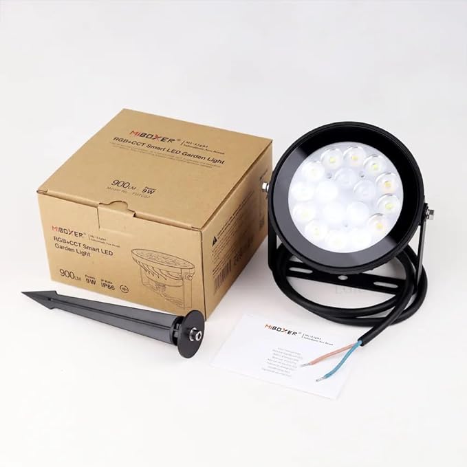 LGIDTECH FUTC02 Miboxer 9W RGB+CCT Outdoor LED Garden Spotlight AC 110V 16 Million Colors Changing,Color Temperature Adjustable.Smartphone APP Can't Control Directly